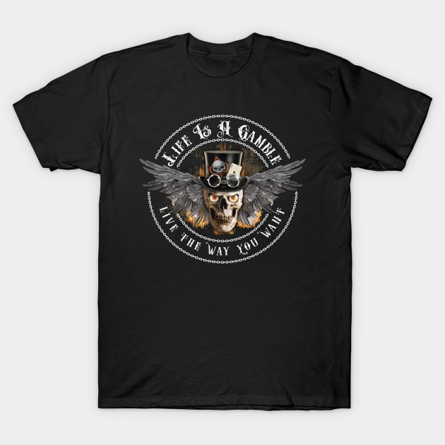 Burning Spade Skull Gamble #2 T-Shirt by TAS Illustrations and More